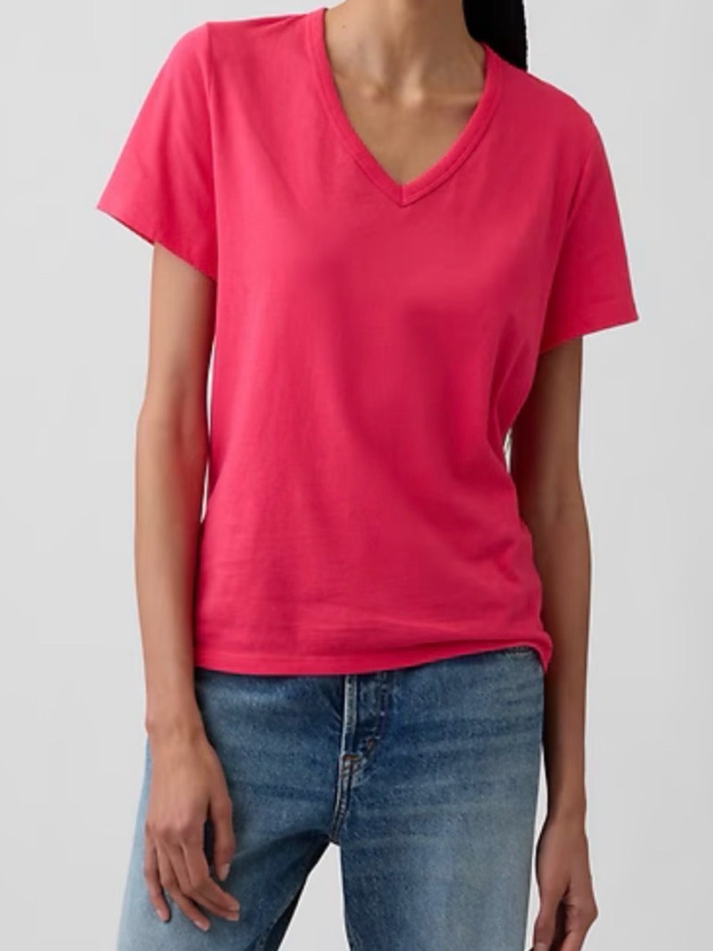 GAP V-Neck Short Sleeve Tee - Bright Pink